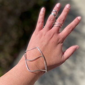 Sterling Silver Handmade Set of 3 Freeform Bangle Bracelets